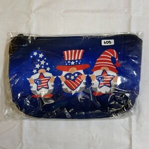 The Pouch Cosmetic Bag Unisex Small Blue NEW Patriotic Gnomes 4th of July
